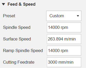 Feeds og speed stillingar